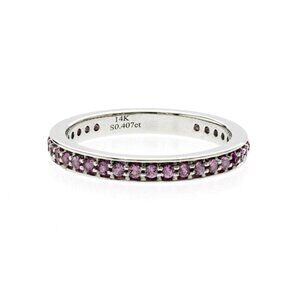 0.40 CT Natural Pink Sapphire14K White Gold Band Ring